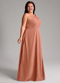 Azazie Phaedra Bridesmaid Dresses MAI TAI A-Line One Shoulder Chiffon Dress image11