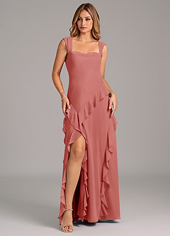 Azazie Sloane Bridesmaid Dresses Antique Rose A-Line Sweetheart Neckline Chiffon Dress image1