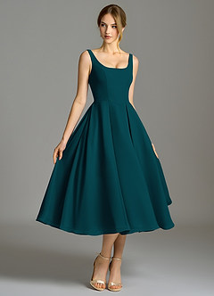 Azazie Amalie Abiti da Damigella Abito A-Line in Chiffon Plissettato Pino image3