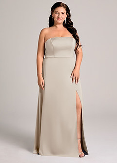 Azazie Wren Abiti da Damigella Abito Convertibile A-Line in Raso Elasticizzato Senza Cinturino Gelo image9