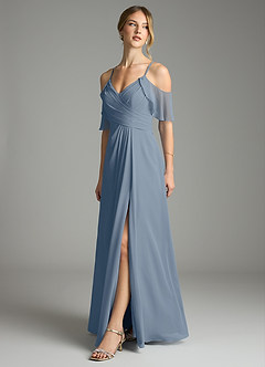 Azazie Dakota Bridesmaid Dresses Twilight A-Line V-Neck Pleated Chiffon Dress image4