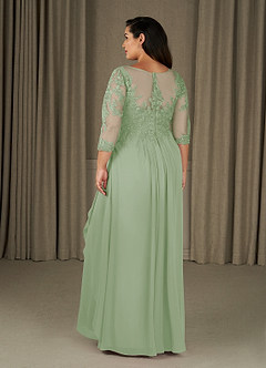 Azazie Calanthe Kleider für die Brautmutter A-Linie Schaufel Chiffon Kleid Staubiger Salbeigrün image7