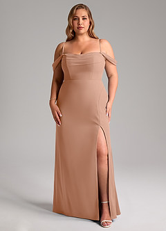 Azazie Saige Abiti da Damigella Abito Convertibile A-Line in Chiffon a Spalla Scoperta Champagne Rosa image14