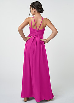 Azazie Leighton Junior Fuchsia A-Line Pleated Chiffon Dress image3