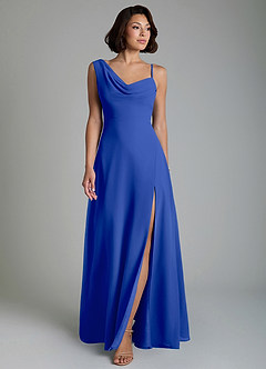 Azazie True Bridesmaid Dresses Royal Blue A-Line Pleated Chiffon Dress image5