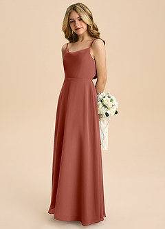 Azazie Shale Junior Klä av A-Line i Chiffong Rosett image6