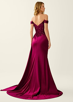 Nerine Burgundy Lace Corset Lace Up Back Mermaid Prom Dress image5