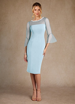 Azazie Bellevue Mother of the Bride Dresses Sky Blue Sheath Beaded Stretch Crepe Dress image1