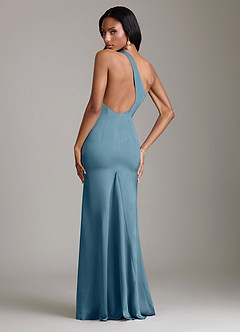 Azazie Voni Abiti da Damigella Abito Sirena in Raso Elasticizzato Monospalla Bermuda image2