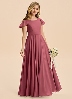 Azazie Cady Junior A-Linie Plissee Chiffon Kleid Merlot image3