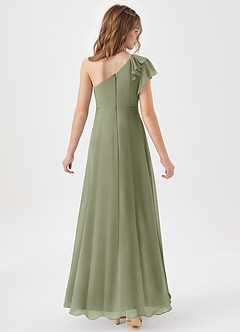 Azazie Arabella Junior Pistachio A-Line Ruched Chiffon Dress image6