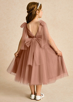 Azazie Dori Flower Girl Dresses Bronzer A-Line Ruched Tulle Dress image1