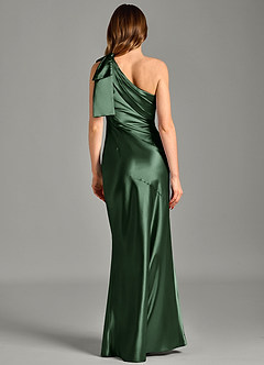 Azazie Yuanna Brudtärnklänningar Klä av Sjöjungfru i Metallisk satin Ena axeln Eukalyptus image6