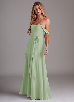 Azazie Aaron Final Sale Dusty Sage A-Line Off the Shoulder Chiffon Convertible Dress image5