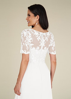 Azazie Amedeus Mother of the Bride Dresses Ivory A-Line V-Neck Lace Chiffon Dress image10