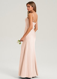 Azazie Lidia Brautjungfernkleider Meerjungfrau-Linie Seitliche Cut-Outs Stretch-Satin Kleid Zartrosa image6