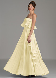 Azazie Alexia Bridesmaid Dresses Lemon Sorbet A-Line Ruched Chiffon Dress image5
