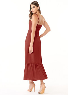 Azazie Justina Final Sale Terracotta A-Line Sweetheart Neckline Chiffon Dress image4