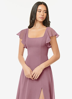 Azazie Bondi Bridesmaid Dresses Vintage Mauve A-Line Ruffled Chiffon Dress image6