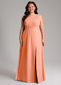 Azazie Phaedra Robes de demoiselle d'honneur Robe Trapèze en Mousseline de soie Ue épaule Coucher De Soleil image9