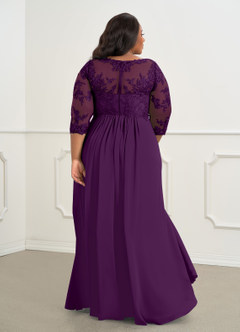 Azazie Hayek Mother of the Bride Dresses A-Line V-Neck Lace Chiffon Floor-Length Dress image8