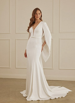Christian Siriano Bridal for Azazie 2001 Wedding Dresses Diamond White Nude Mermaid Crepe Back Satin Dress image1