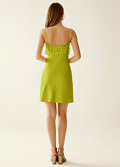 SeJone Neongrün Paillettenbesticktes Satin-Minikleid image7