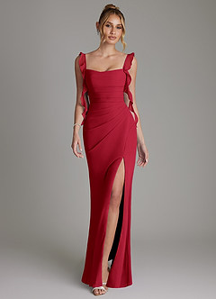 Azazie Jessamine Bridesmaid Dresses Scarlet Mermaid Corset Chiffon Dress image1
