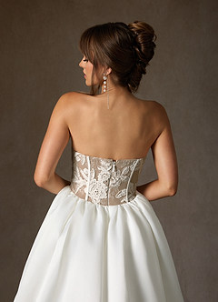 Azazie Mirabeth Abiti da Sposa Abito Principessa in Pizzo Senza Cinturino Bianco Diamante Caramello image7