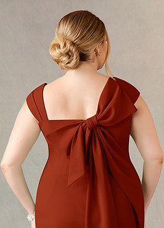 Azazie Ellen Mother of the Bride Dresses Rust Sheath Side Slit Stretch Crepe Dress image11