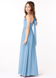 Azazie Jaylah Junior Powder Blue A-Line Ruched Chiffon Dress image1