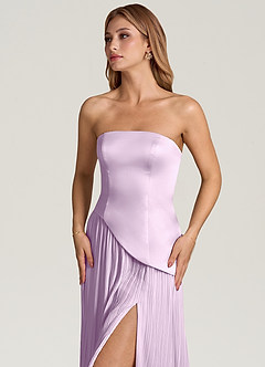 Azazie Tierney Bridesmaid Dresses Frosted Lilac A-Line Strapless Chiffon Convertible Dress image2