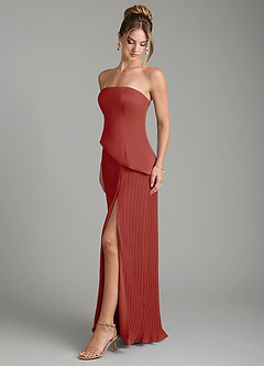 Azazie Tierney Bridesmaid Dresses Terracotta A-Line Strapless Chiffon Convertible Dress image5