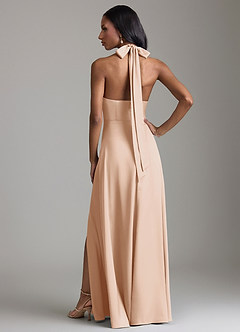 Azazie Tracie Bridesmaid Dresses English Rose A-Line Side Slit Stretch Satin Dress image2