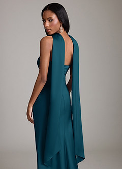 Azazie Saylor Vestidos de damas de honor Vestido de Azul Tinta de Satén Elástico de Corte Sirena con Sin tirantes image7