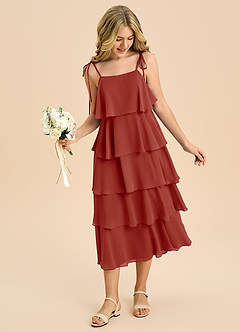 Azazie Shortcake Junior Klä av A-Line i Chiffong Rosett image3