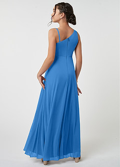 Azazie Brooke Junior Robe Trapèze en Maille Plissée Geai Bleu image4