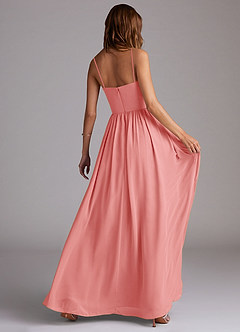 Azazie Calianna Bridesmaid Dresses Coral A-Line Off the Shoulder Chiffon Convertible Dress image6