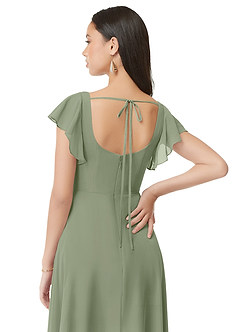 Azazie Bondi Bridesmaid Dresses Pistachio A-Line Ruched Chiffon Dress image2