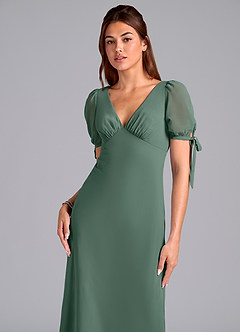 Azazie Pheby Bridesmaid Dresses Sea Moss A-Line Pleated Chiffon Dress image2