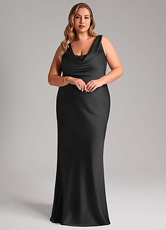 Azazie Rylina Bridesmaid Dresses Black Mermaid Stretch Satin Dress image9