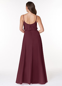 Azazie Lupe Final Sale Cabernet A-Line Scoop Blouson Chiffon Dress image2