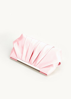 front Matching Color Matte Satin Pleated Clutch