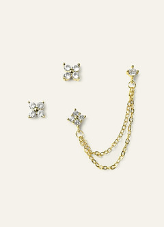 front 14K Gold Plated Birthstone Dangle Earrings