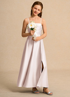Azazie Pebbles Junior Formal Flower Girl Klänningar Klä A-Line i Matt satäng Plisserad image7
