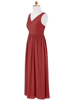 Azazie Kora Junior Rust A-Line Pleated Chiffon Dress image7