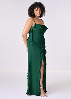 Barbie ♥ Azazie Bridesmaid Dresses Emerald Sheath Bow Chiffon Dress image9