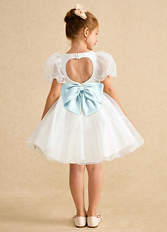 Azazie Debbie vestidos de niña de las flores Vestido de Marfil Vidrio Marino de Organza de Princesa con Escote de Corazón image1