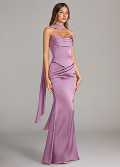 Azazie Sorrel Bridesmaid Dresses Wisteria Mermaid Strapless Stretch Satin Convertible Dress image3