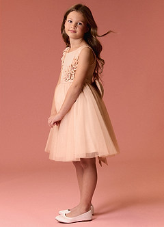 Barbie ♥ Azazie Robe Demoiselle D'honneur Fillette Robe Trapèze en Tulle Arc Rose Perle image6